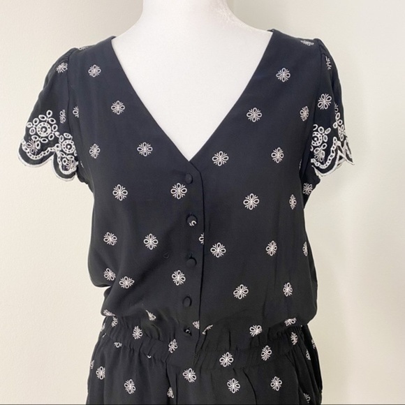 LOFT black embroidered romper - Picture 3 of 7